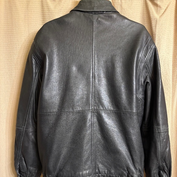 Clairborne Lamb Black Leather Bomber Jacket Men's L - Picture 10 of 16